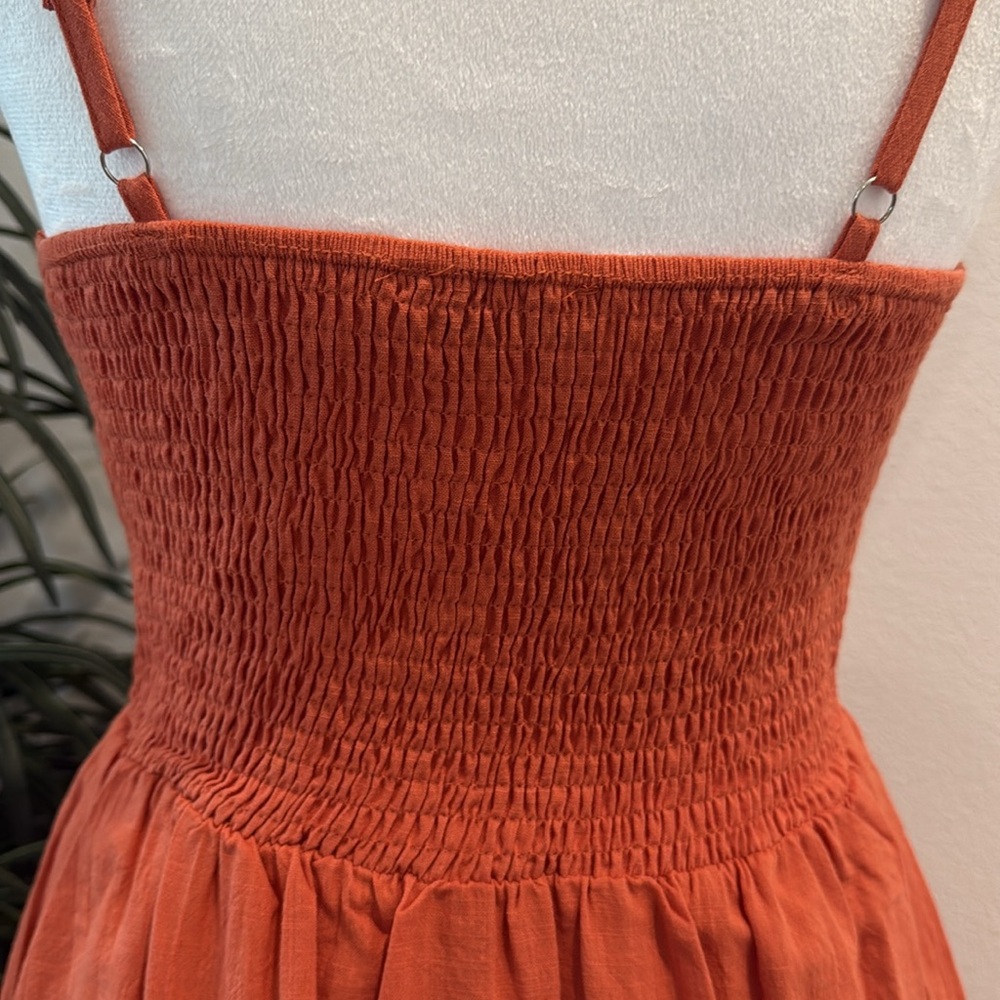 Grace Karin Rust Color Maxi Dress Summer Flowy Cotton Spaghetti Strap S - Picture 9 of 16